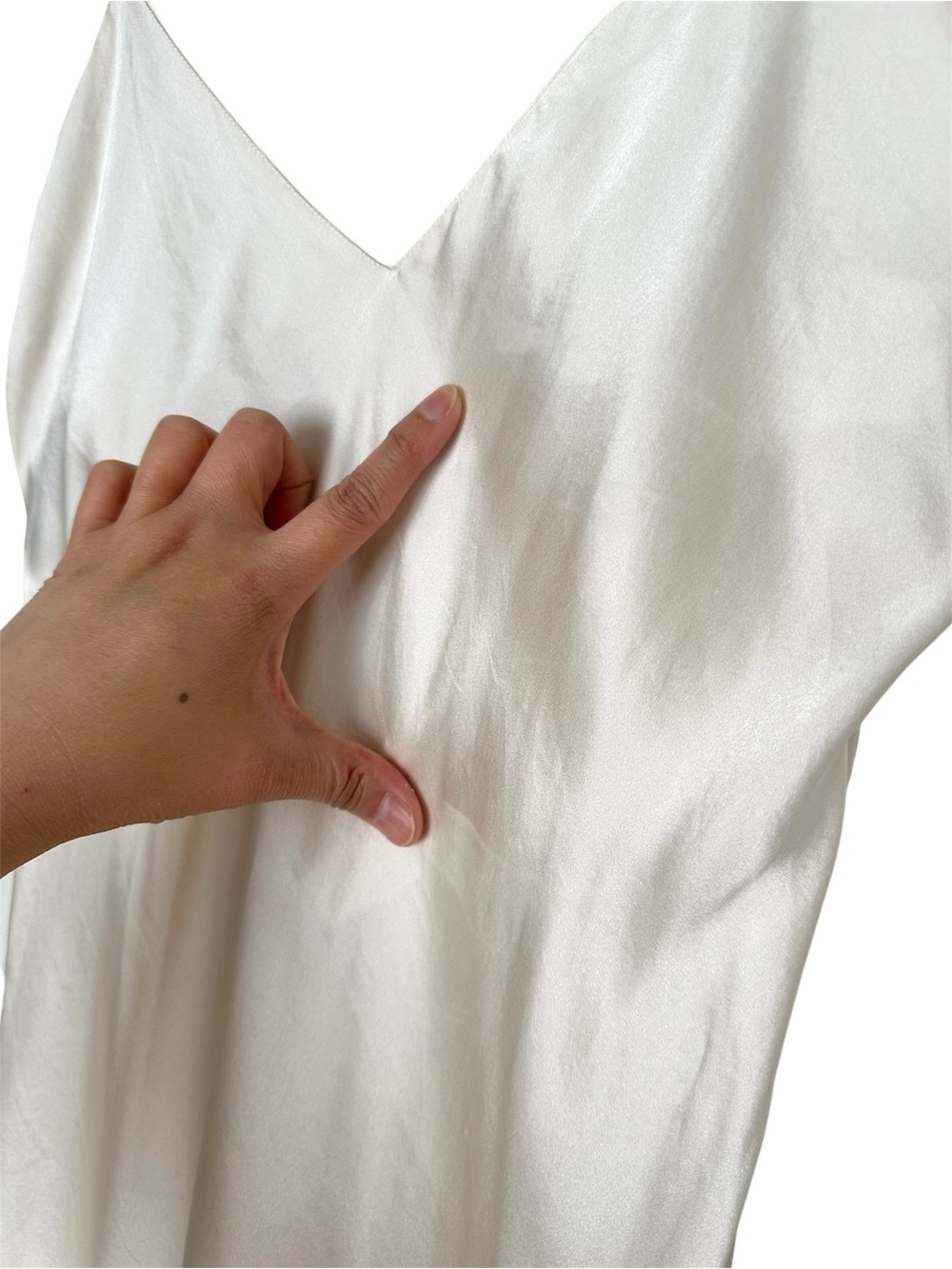 Vintage Ivory 100% Silk Slip Dress Spaghetti Strap Romantic Minimalist Bias Cut - Picture 5 of 10